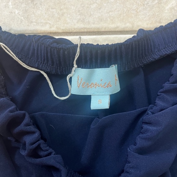 Veronica M Navy Strapless Drop Waist Jumpsuit NWOT size small - Picture 9 of 12